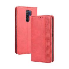 Imagem de Capa para XIAOMI Redmi 9, capa flip carteira de couro para XIAOMI Redmi 9, capa magnética retrô para telefone, capa carteira com compartimentos para cartão