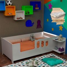 Imagem de Cama Juvenil Infantil Livia com Led Usb Prateleiras Divaloto Acompanha Colchão D18 e Mesa de Cabecei