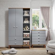 Imagem de Guarda-Roupa Bartira Ternura com 5 Nichos, 2 Portas, 2 Gavetas + Cômoda Bartira Ternura com 5 Gavetas