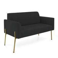 Imagem de Sofá Namoradeira 2 Lugares Pé De Ferro Dourado Marisa Veludo D03 Preto