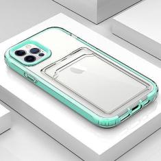 Imagem de Carteira 3 em 1 capa de silicone macio para cartão de carteira para iphone 14 13 7 8 Plus X XS 12 XR MAX 11 Pro SE 2 Capa transparente, verde claro, para iPhone 13