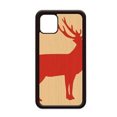 Imagem de Capa para iPhone 12 Pro Max de grão de madeira vermelho de veado para Apple Mini Mobile Case Shell