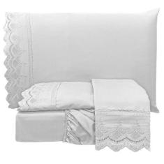 Imagem de Jogo Cama Lençol Casal Supremo Micropercal 300 Fios - Branco - Casa Sh