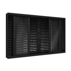 Imagem de Janela de Aço Veneziana Flex com Grade Quadrada 6 Folhas 100X150cm Facilitá Lucasa Preto