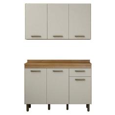 Imagem de Armário Aéreo e Balcão de Cozinha São Luís Cinamomo Off White - Valdemóveis