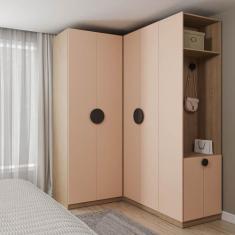 Imagem de Guarda-Roupa Modulado Joy 3 Peças Canto, Nicho Com 2 Gavetas E Sapatei