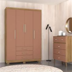 Imagem de Guarda-Roupa Solteiro 4 Portas e 3 Gavetas Madri Nature/Camarim