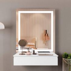 Imagem de Penteadeira Camarim 1 Gaveta Paris Com Espelho Led Mavaular Off White