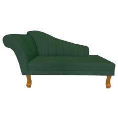 Imagem de Recamier Divã Para Sala Cecilia Pés Retro Castanho 1.60cm Veludo Verde