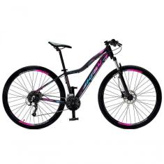 Imagem de Bicicleta Aro 29 Krw Alumínio 24 Vel Freio Hidráulico Suspensão Dianteira S2 15.5 Preto-Rosa E Azul