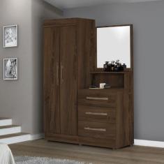 Imagem de Guarda Roupa Solteiro Quarto 2 Portas 3 Gavetas Onix Freijo - MOVEIS P