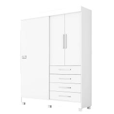 Imagem de Módulo Georgia Guarda Roupa 3 Portas e 4 Gavetas Branco / Branco / Rosa J&A Móveis