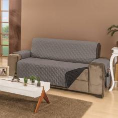 Imagem de Protetor De Sofá Dupla Face Manu 4 Lugares - Preto-cinza