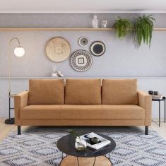 Imagem de Sofá 3 Lugares com USB em Linho Antúrio CabeCasa MadeiraMadeira Âmbar
