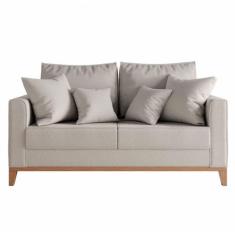 Imagem de Sofá 2 Lugares Decorativo Beni Base Madeira Linho Bege - Montanaris Decor