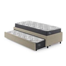 Imagem de Bicama Box Solteirão Em Revestimento Sintético Bege 96X203 Com Dois Co