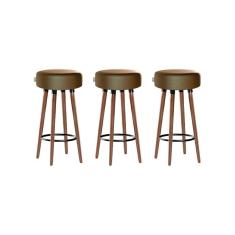 Imagem de Kit 3 Banquetas Alta Pés Palito Roma Camel 70cm