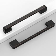 Imagem de Coinkoly Pacote com 10 puxadores de armário de bronze polido a óleo 6-1/4" (160 mm) puxadores de armário de cozinha puxadores de gaveta ferragens de armário para armários