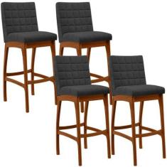 Imagem de Kit 04 Banquetas Altas Para Cozinha Sala De Jantar Fixa Mila L02 Boucl