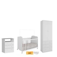 Imagem de Quarto Completo Bebê Moveis Peroba Uli 100% MDF berço americano Branco