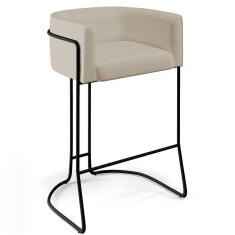 Imagem de Banqueta Fixa Base De Aço Preto Betina D02 Corano Bege C-26