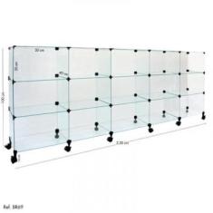 Imagem de Balcão de Atendimento Modulado em Vidro com Rodízios - 2,50 x 1,00 X 0