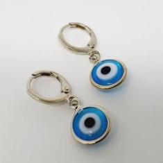 Imagem de Brinco Fecho Click Argolinha Folheado a Rhodium Olho Grego