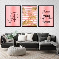 Imagem de Kit 3 Quadros Love Faça Mais o Que Você Ama 45x34cm
