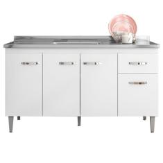 Imagem de Balcao Para Pia 145 cm 4 Portas Gabriela Branco Preto Flex reajl