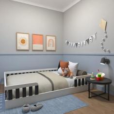 Imagem de Cama Infantil Montessoriana Casal Sol Yescasa Branco/Preto