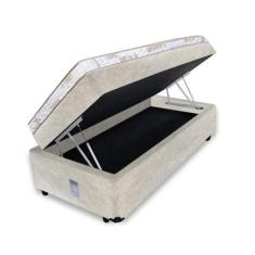 Imagem de Cama Box Baú Solteiro 88 Conjugado de Espuma Sintético Bege