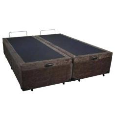 Imagem de Cama Box Baú Queen Bipartido Suede SerenePrime Marrom 158x198x44