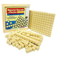 Imagem de Material Dourado De Plástico Com Caixa de Madeira 62 Peças Carimbras