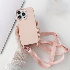 Imagem de Estojo macio de silicone líquido para cordão transversal de luxo para iPhone 13 12 Mini 11 Pro XR X XS Max 7 8 plus SE 2020 Capa para alça de ombro, rosa, para iPhone XS