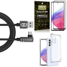 Imagem de Capinha Samsung A53 + Cabo Em L Tipo C Hs180 +Película 3D - Armyshield