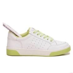 Imagem de Tênis Feminino Marina Mello Em Couro Nina Branco/Verde 37-Feminino