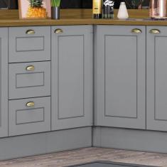 Imagem de Balcão Para Cozinha Canto Reto 1 Porta com Tampo Emily Cinza/Marrom