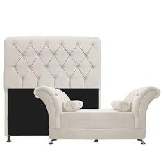 Imagem de Kit Cabeceira Lady e Recamier Taty 160 cm Queen Size Suede Bege - Amarena Móveis
