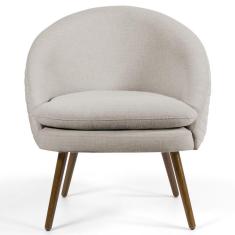 Imagem de Poltrona Decorativa Sala De Estar Pés Palito Rafa Linho Bege