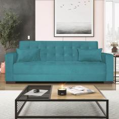 Imagem de Sofá Cama 3 Lugares Jobim Suede Azul Turquesa