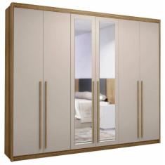 Imagem de Guarda Roupa Casal 6 Portas Espelho Dubai Majestic Nature/Fendi - Vlr