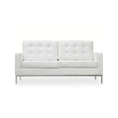 Imagem de Sofá Fixo Florence Knoll 2 Lugares Inox Em Couro Natural Branco Cor Branco