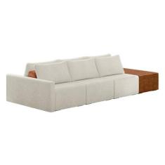 Imagem de Sofá Ilha Modular Living Com Puff 312cm Georgia K04 Bouclê Bege/Carame