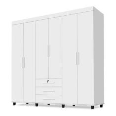 Imagem de Guarda Roupas Madri Roupeiro 6 Portas + 3 Gavetas Cor Branco - Sao Mig