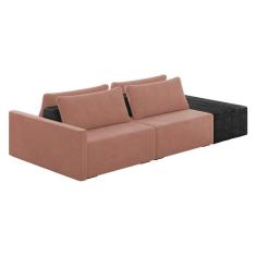 Imagem de Sofá Ilha 2 Lugares Living 272cm Modulado Lary Veludo Rosê Pu Pto K01 - D'rossi
