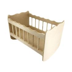 Imagem de Berço infantil pequeno 22x16x15,5 cm bonecas em mdf