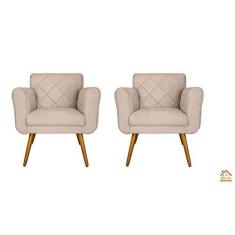 Imagem de Combo 02 Poltronas Estofadas Decorativas Para Quarto Closet Isabella Corano Bege- DL DECOR