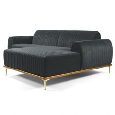 Imagem de Sofá 245cm 4 Lugares Com Chaise B-317 Veludo Cinza