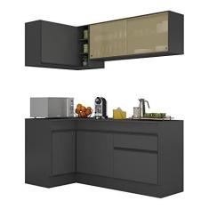 Imagem de Armário de Cozinha Compacta de Canto com Rodapé Veneza Multimóveis V2091 Preto