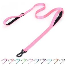 Imagem de Bbmmayy Coleira refletiva de nylon para cães – a coleira de herói resistente com duas alças para treinamento noturno de segurança – para cães de estimação de raças pequenas, médias e grandes (rosa,